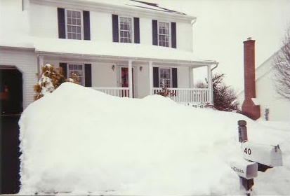 7 foot high snow drifts in front of where MORECAST meteorologist Erik Pindrock grew up in Reading, PA