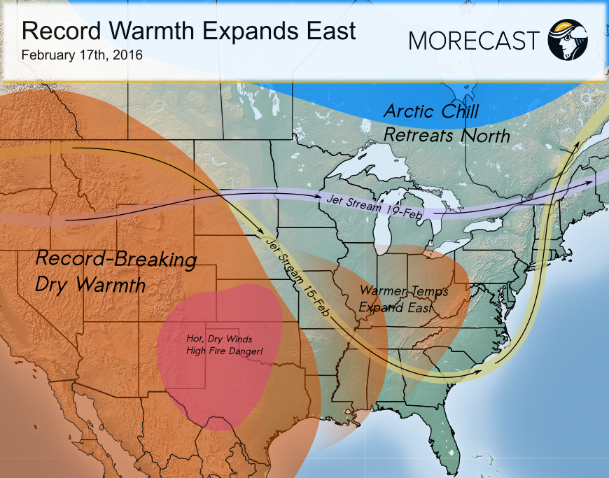 Western Winter Heat Wave Spreading East MORECAST