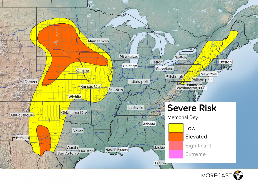Severe Potential for the Plains and Northeast Memorial Day