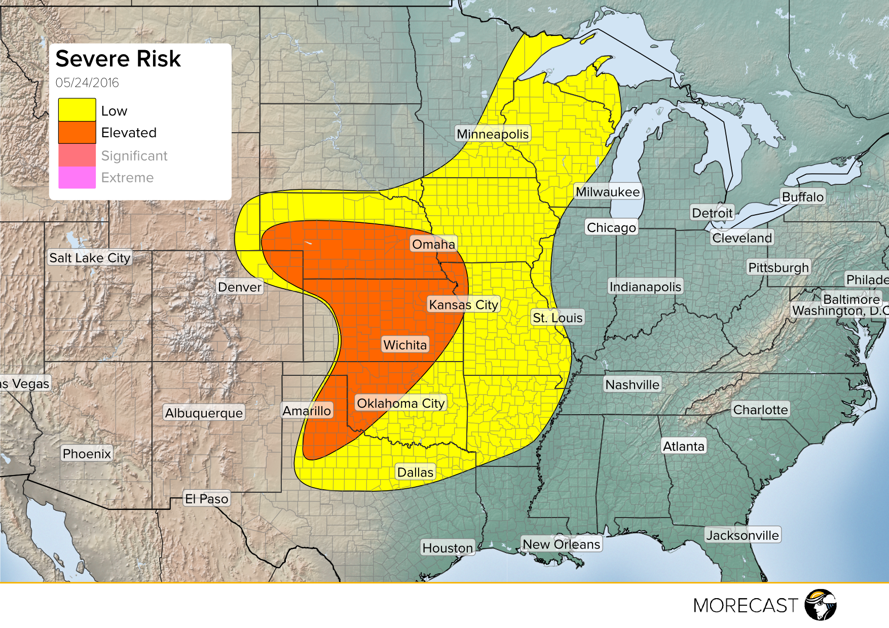 severe potential for May 24, 2016. Potentially hail, tornadoes, winds