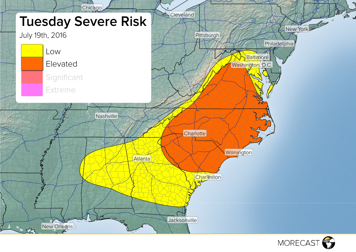 Scattered Severe Storms Across the Carolinas & Virginia Tuesday! – MORECAST