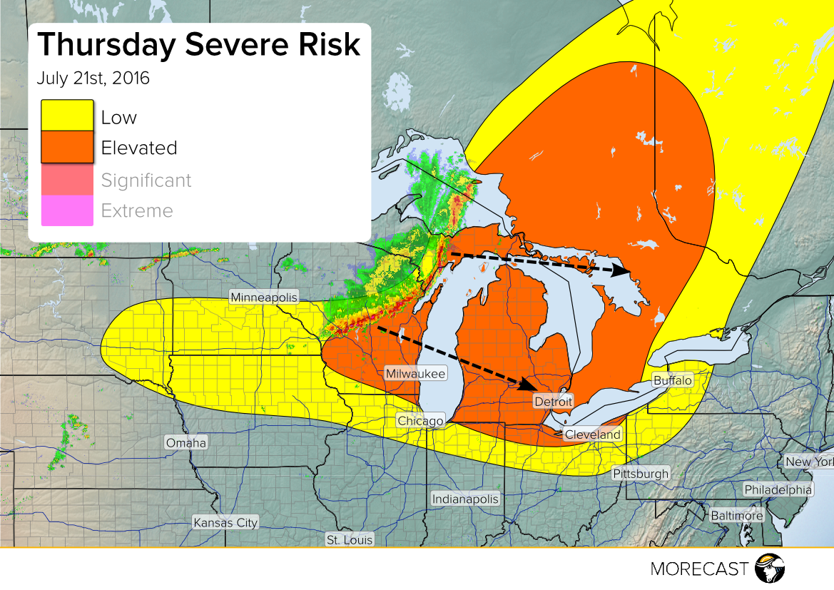 Severe Storms Will Race Across the Great Lakes Thursday! MORECAST
