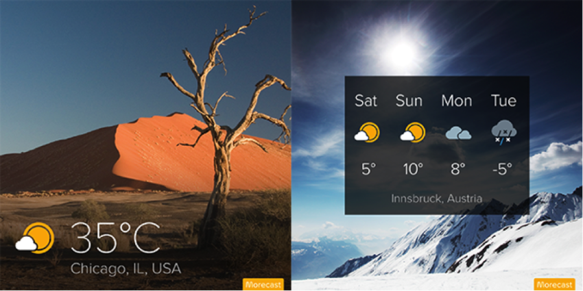 Beautiful forecast overlays enhance your weather moments.