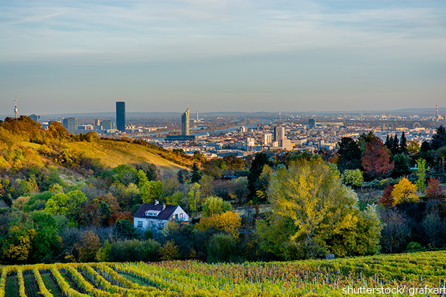 Blick über Wien im Herbst