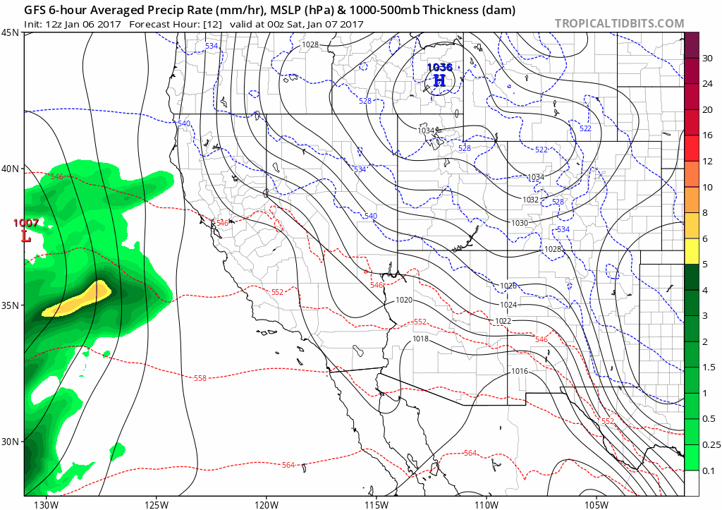 California rain loop GFS