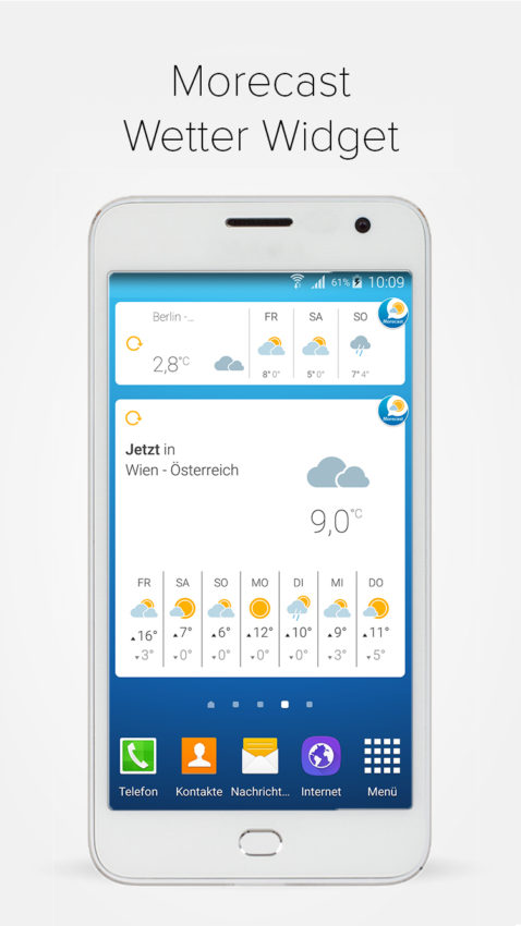 Screenshot der Morecast Wetter Widgets