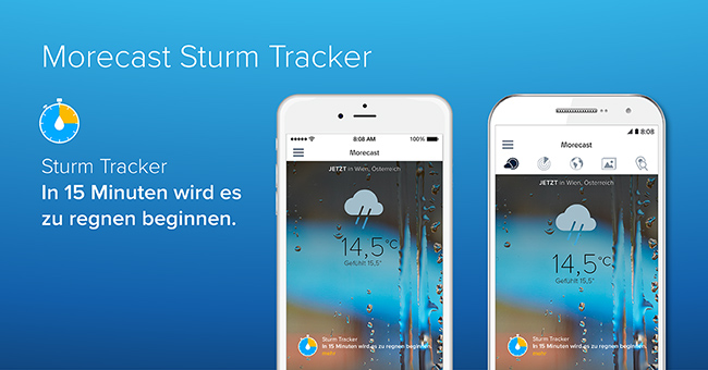 Rechtzeitig gewarnt. Der Sturm Tracker warnt euch vor aufziehenden Regenschauern.