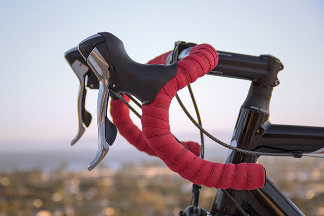 handlebars of a racing bike