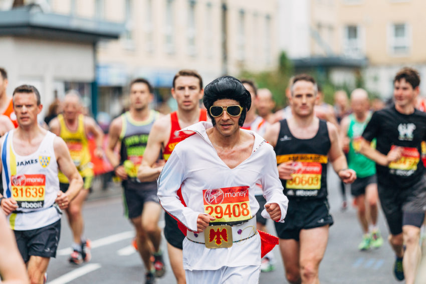 Man in Elvis costume at the Virgin Money London Marathon (c) Cristian Teichner / shutterstock