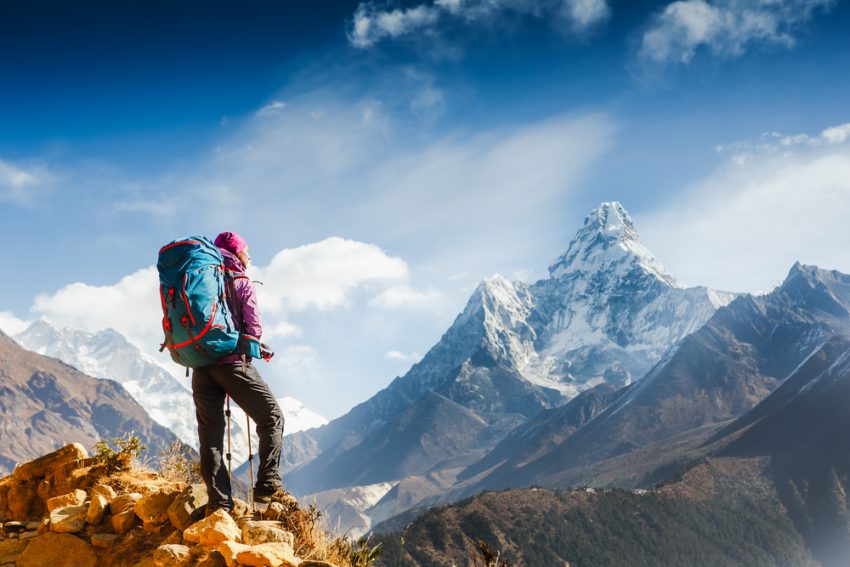 Hiker in a mountain region. (c) Olga Danylenko / shutterstock