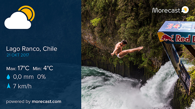 Die Wetterprognose für Samstag am Lago Rancho in Chile.