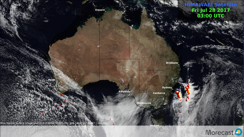 Satellite image of Australia Friday 28th July