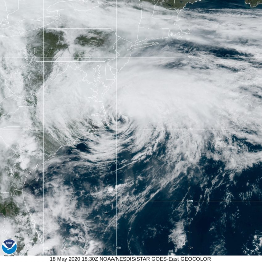 Early Tropical Storm Arthur Skirting the Outer Banks of North Carolina ...